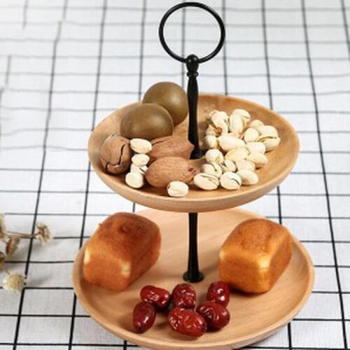 Black walnut tray dry fruit cake plate living room fruit snack plate European double fruit plate solid wood snack plate