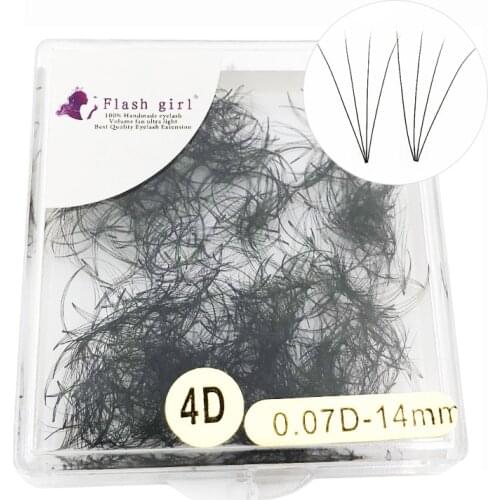 Flash girl 1000 Fans in one box Short Stem Premade fans 4D14mm Private Label pre Made fans Lashes