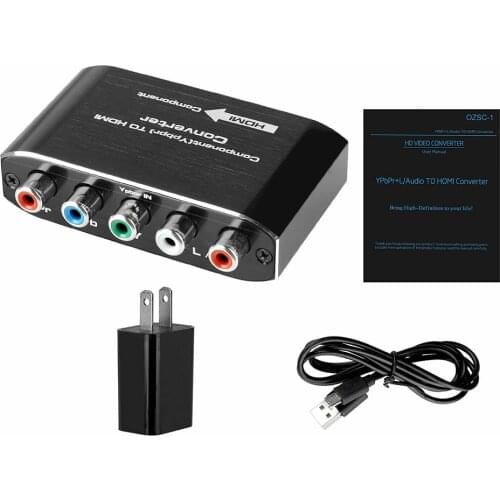 5 RCA component to HDMI converter cable component video to hdmi video audio converter adapter for ps2 wii and more