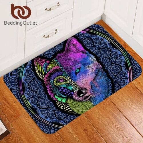 BeddingOutlet Tribal Wolf Area Rug Mandala Flower Doormat Non-slip Geometric Carpet Dreamcatcher Floor Mat wholesale 40x60cm