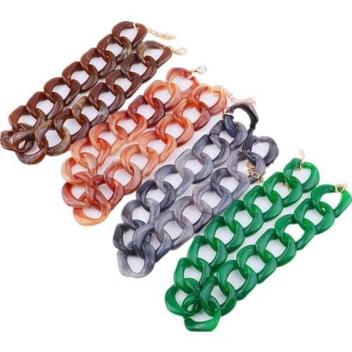 FishSheep Statement Big Chunky Choker Necklace For Women Bohemian Mix Color Acrylic Chain Collar Necklaces Pendants Jewelry