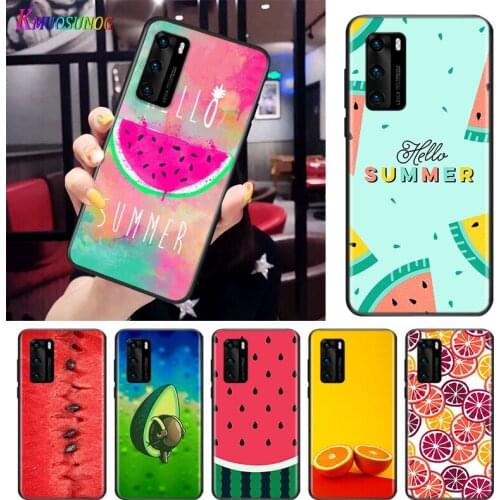 Summer fruit avocado For Huawei P Smart S Z Mate 40 RS 30 20 10 Pro Plus Lite 2019 2020 2021 Black Soft Phone Case