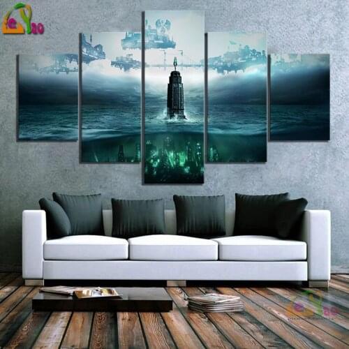 Diy Diamond Painting 5 Piece Fantasy Art Steampunk Style Wall Art Full Drill Cross Stitch Embroidery Landscape Rhinestone Decor