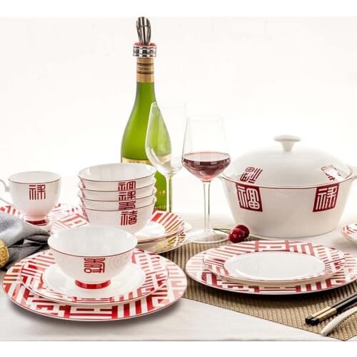 56 pcs Jingdezhen Ceramic Dinnerware Set Kitchen Tableware Dinner Dish Ceramic Plates and Dishes Bowls dishes set