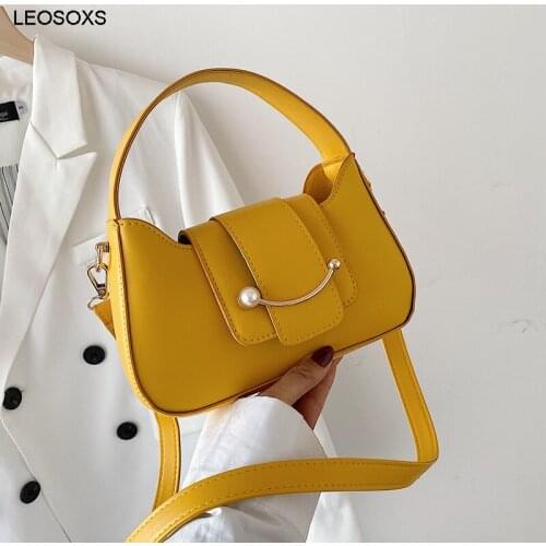 2021 New Solid Color Pearl Smiley Womens Bag Texture Street Fashion Single Shoulder Messenger Bag Female