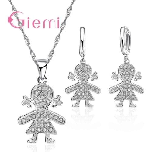 Newest Models Gifts 925 Sterling Silver Figure Necklace Sets Fashion Brincos Stud Earings for Women Anniversary Jewelry Set