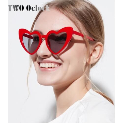 TWO Oclock Heart Shaped Sunglasses Women Love Spectacles Female Red Lolita Eyeglasses UV400 Cheap Lady Sun Glasses Oculos 818503