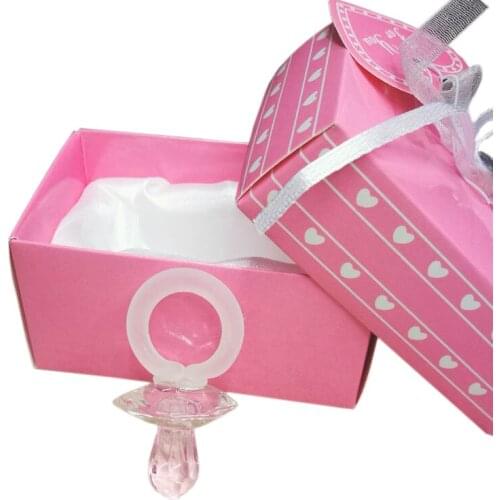 Wholesale 100pcs/lot crystal decoration of pink crystal pacifier Baby Shower favors for girls baptism gifts favors