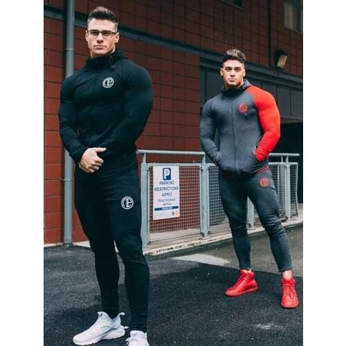 Autumn Tracksuit Gym Running Men Set Sport wear Mens Top Fitness Bodybuilding Male Sport Suit Hoodied+Pants Joggers Tracksuit