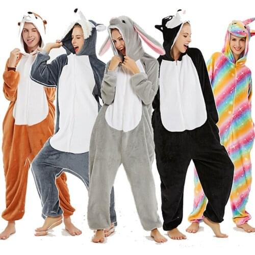 New Kigurumi Licorne Unicorn Pajamas onesie Women Kugurumi panda Winter Flannel Pajama Adult Nightie unicornio Sleepwear Overall