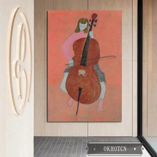 Girl Playing The Cello Canvas Poster Milton Avery Hd Prints Painting Wall Art Modular Picture Retro Home Decoration No Frame