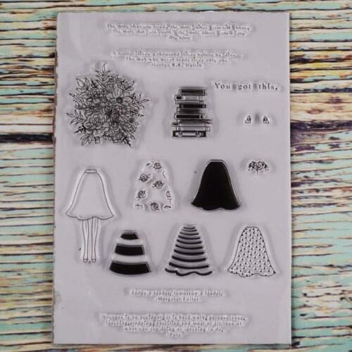 Girl with flower and book Transparent clear stamp for DIY Scrapbooking/Card Making/Kids Christmas Fun Decoration Supplies