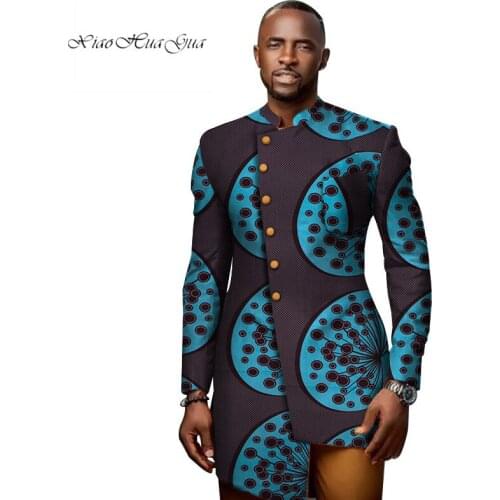 Size M 1Pcs Bazin Riche Men Cotton Shirts Dashiki African Print African Style Clothing WYN706