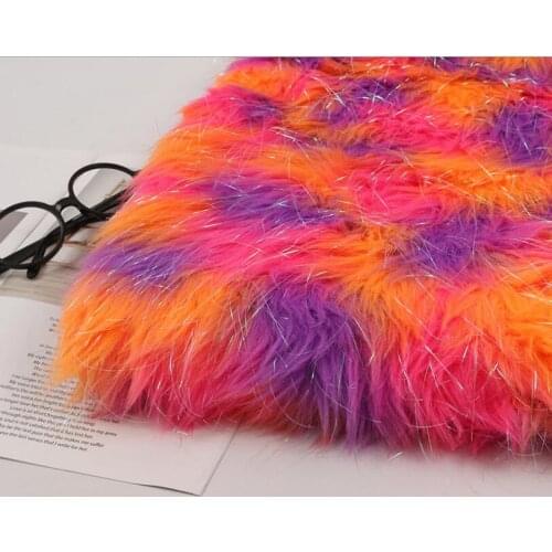 Multi-color Jacquard Rainbow Plush Cloth With Bright Silk,Faux Fur Fabric,Felt Cloth,Fabric For Dolls Shoes Vest 160cm*100cm