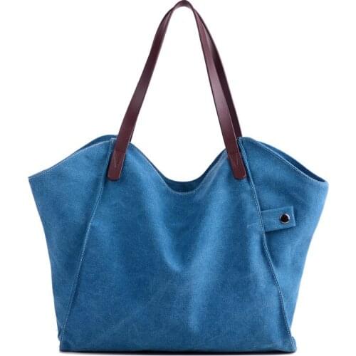 Bags For Women 2020 New Thickened Canvas Handbag Ladies Large Capacity Simple Travel Shopping Bag Solid Color Shoulder Bag Women