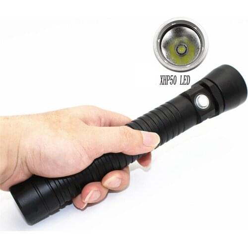 Tactical Diving Flashlight XHP50 2500LM LED Underwater Scuba Light Waterproof Spearfishing Torch with Power Indicator
