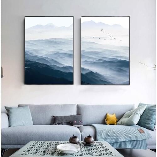 Foggy Mountain Landscape Wall Art Canvas s Nordic Style Prints Paintings Wall Picture for Living Room Home Decor