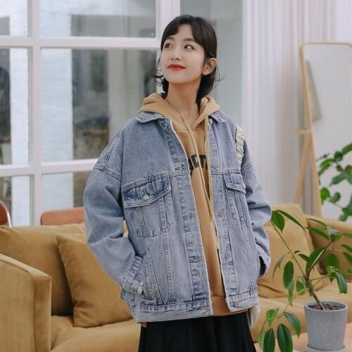 Salt Denim Jacket for Women Spring and Autumn 2021 New Korean Style Loose Short All-Match Retro Student Jacket Top