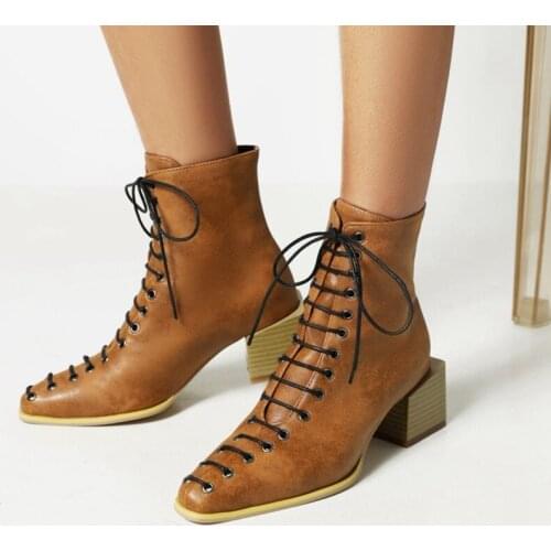 QPLYXCO 2021 Women Plus Size 48 High Heels Ankle Boots Cross Straps Waterproof Platform Fashion Winter Casual Party Shoes 33-5