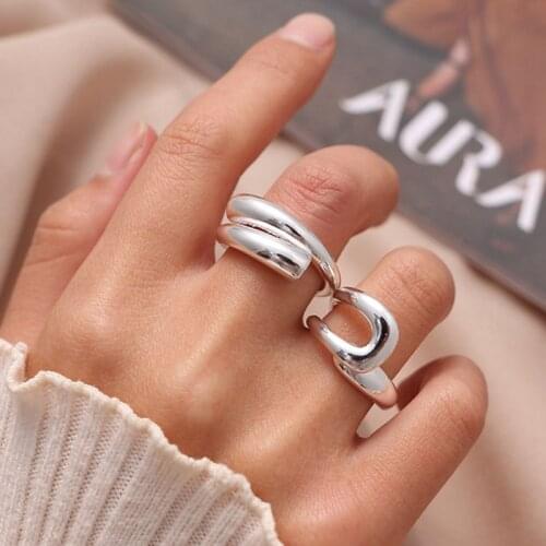 ZOVOLI Minimalist Silver Color Rings for Women Fashion Creative Hollow Irregular Geometric Birthday Party Jewelry Gift 2021Trend