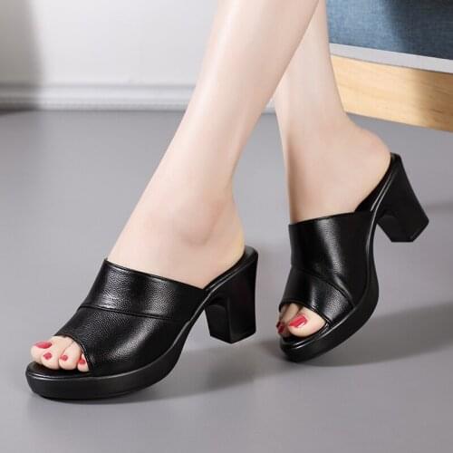 Logoneone Womens Slippers Sandals 2021 Summer New Female Shoes Fashion 7.5cm High Heels Slides Casual Shoes