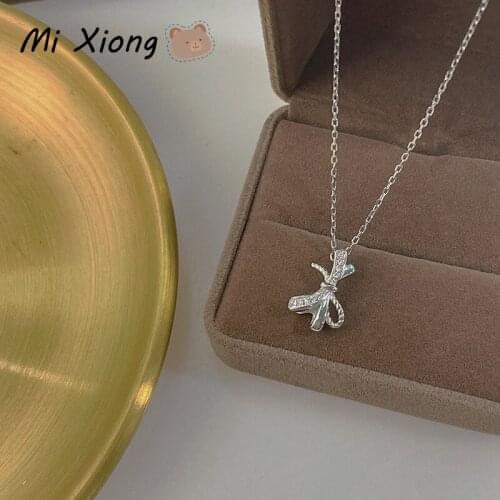 Mi Xiong 925 Sterling Silver Womens Necklaces Exquisite Butterfly Pendant with Chain Luxury Jewelry Charm Party Engagement Gift