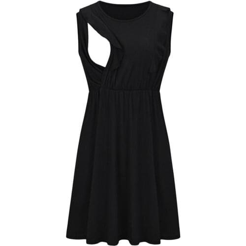 2020 new European and American fashion solid color ruffled sleeveless multifunctional mother breastfeeding dress