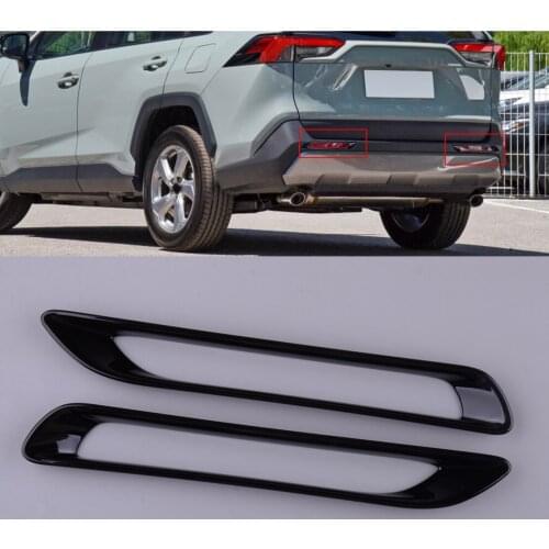 1 Pair Car Rear Tail Fog Light Lamp Cover Trim ABS Black Fit For Toyota RAV4 2019 2020