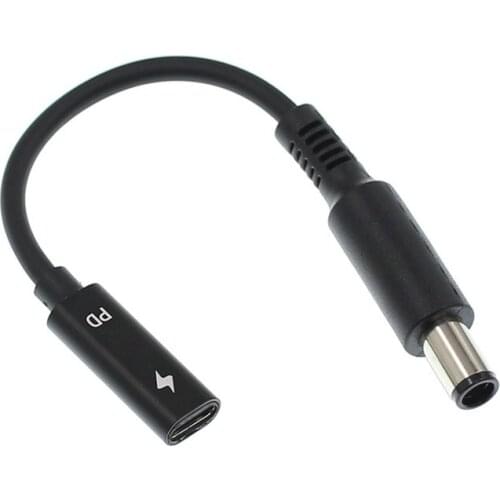1PCS 7.4x5.0mm with Pin Jack To USB Type C PD Power Adapter Converter DC Plug Connector Cable Cord for HP/DELL Laptop Charger