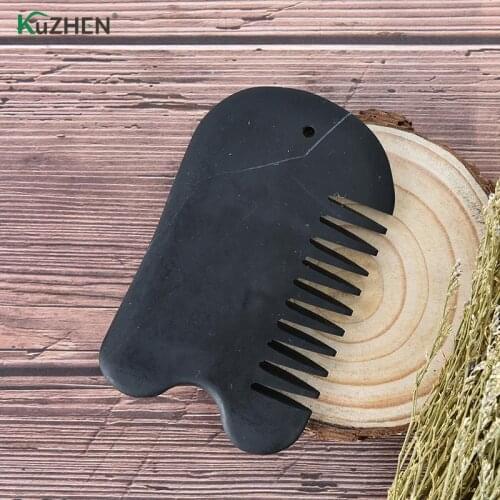 1Pc Natural Energy Bian Stone Guasha Gua Sha Board Comb Magic Massage Comb Stone Needle Prevent Hair Loss