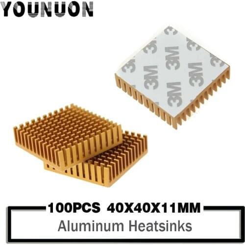 100PCS Aluminum Heatsink Cooling 40x40x11mm for LED Power Memory Chip IC Transistor