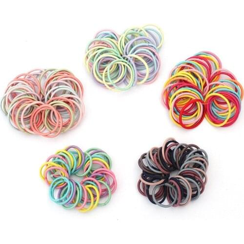 100Pcs/Lot Korean Version of Simple Fashion Girls Hair Accessories Handmade Basic Candy Color 3mm Elastic Hair Bands Headdress