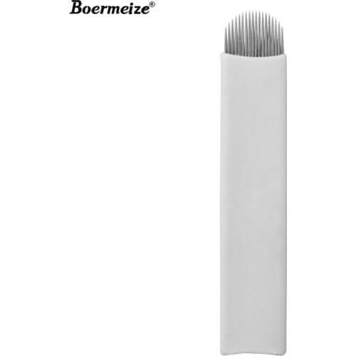 Tattoo Blade Makeup 100pieces 18 U pin Stainless Steel 3D tattoo needle for Embroidery Eyebrow Permanent Makeup Needles Blade