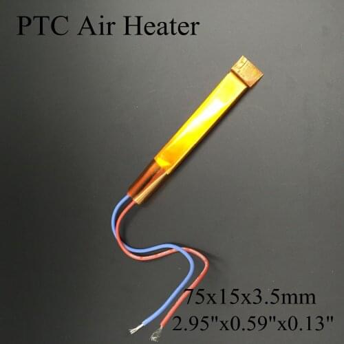 5 pieces/lot) 12V/24V/220V 75x15x3.5mm Thermistor PTC Ceramic Air Heater Plate With Insulating Film Heating Element Chips