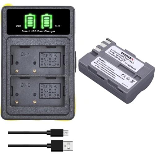2000mAh EN-EL3e Battery + Charger with Build-in USB and Type-c for Nikon EN EL3e, D80 D700 D90 D300S D200 D70 D50 D100 D300 DSLR