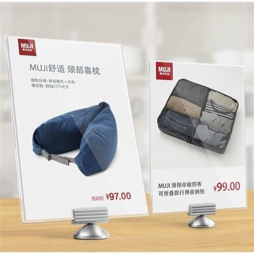 Aluminum Base Acrylic Restaurant Hotel Menu List Price Card Tag Sign Holder A4 A5 Acrylic Display Frame