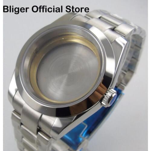 Sapphire Glass 40mm Polished Watch Case With Bracelet Fits For ETA 2836 Miyota 82 Automatic Movement Watch Men