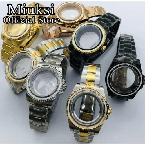 Miuksi 40mm case sapphire glass stainless steel watch case fit for NH35 NH36 ETA 2836 Mingzhu DG2813/3804 Miyota 8205 8215 821A
