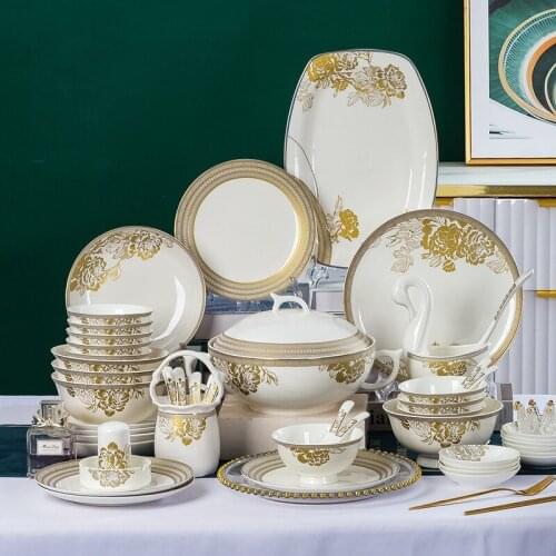 Jingdezhen European bone china bowls and chopsticks combination gift giving Jiapin ceramic tableware gift wholesale