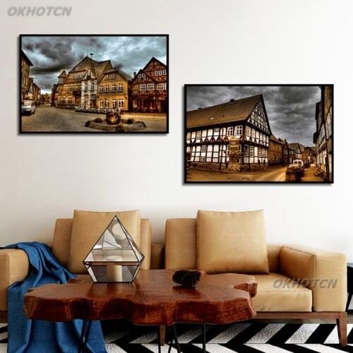 Decorative Poster Retro European Building Castle Wall Art Printing Picture Bedroom Home Decoration Canvas Painting Nordic Modulr