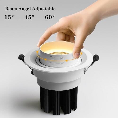 15/45/60 Degrees Focusable LED Downlight 5W 10W 15WRound Recessed Lamp AC110V 220V LED Down Light Ceiling Recessed Spot Light