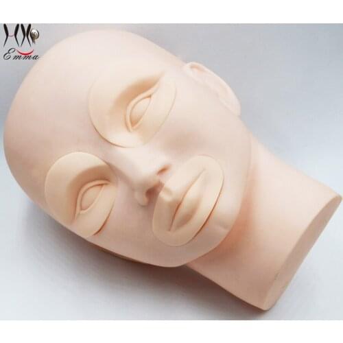 Permanent Makeup 3D Tattoo Practice Skin Mannequin Head with 2pcs Eyes + 1pcs Lip For Tattoo Practice Free Shipping