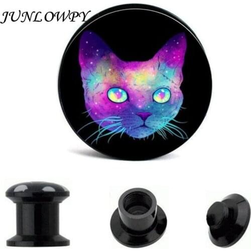 Junlowpy Colorful Cat black Screw Flesh Tunnel Ear plug Body jewelry With piercing Ear piercing plugs