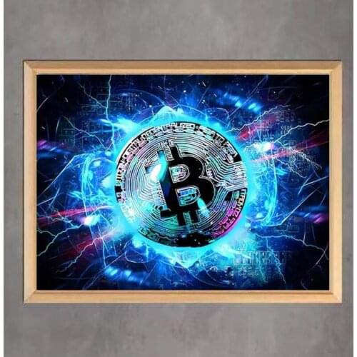 Modern Abstract Bitcoin 5D DIY Diamond Painting Full Square Round Drill Embroidery Beads Cross Stitch Mosaic Home Decor Gift