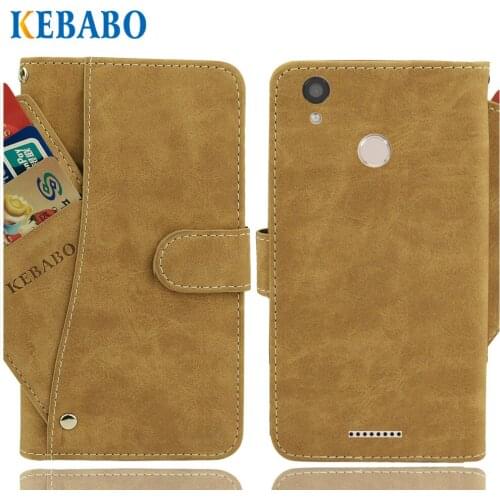 Leather Wallet DEXP GL355 Case 5.5" Flip Vintage Leather Front Card Slots Cases Cover Business Phone Protective Bags