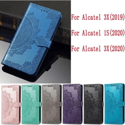Sunjolly Leather Case Flip Card Wallet Stand Cover coque For Alcatel 3X 2019 For Alcatel 1S 2020 Case For Alcatel 3X 2020 Case