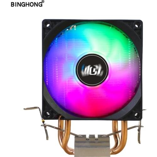 Cpu Cooler Pc Fan Cooling System 3Pin 2 Copper Tube 90mm LED Fans For LGA 775 1150 1151 1155 1156 1356 1366 And3 AM4 Motherboard