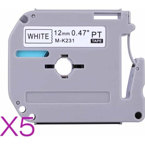 5X MK231 12 mmx 8m Label Tapes for Brother P Touch PT-85 PT-75 PT-BB4 PT-55