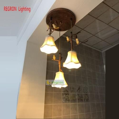 Regron Europe Style Ceiling Lights Retro Led Ceiling Lamp Natural Country Staircase Lamps For Villa Hotel Restaurant Balcony