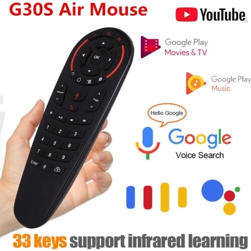 G30S Voice Remote control Air mouse 2.4G Wireless with Gyro 33 keys IR learning Smart remote for Android tv box H96 Max X96 PC
